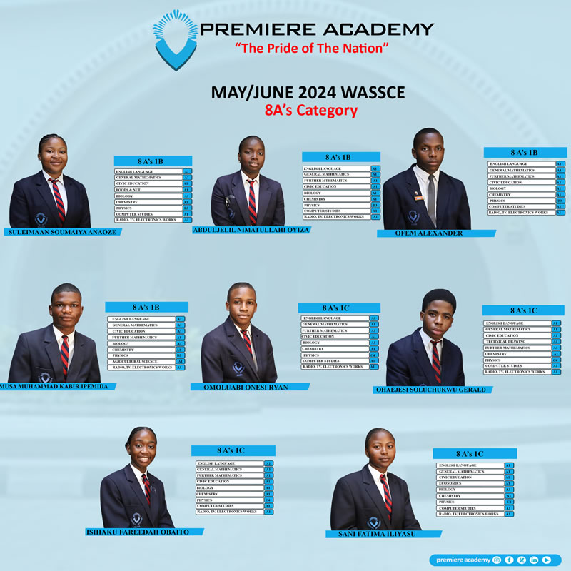 PREMIERE ACADEMY WASSCE 2024 RESULTS: UPHOLDING A TRADEMARK OF HIGH PERFORMANCE AND EXCELLENCE